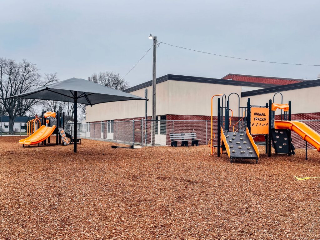 Commercial playground and shade installation in Arcanum, Ohio, by trusted experts JMSC Build & Play