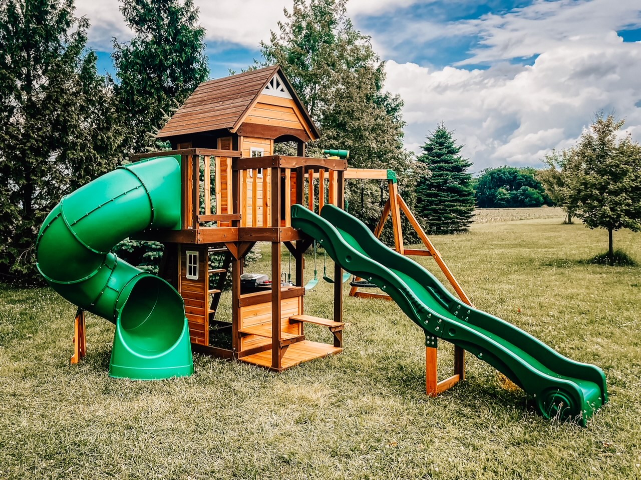 Backyard Discovery swing set installed in Indiana by JMSC Build & Play