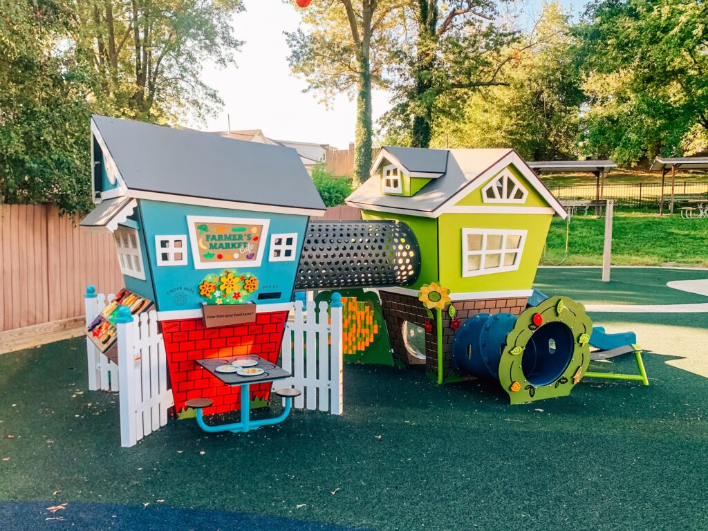 Imaginative play area installation at childcare facility in Indiana by JMSC Build & Play