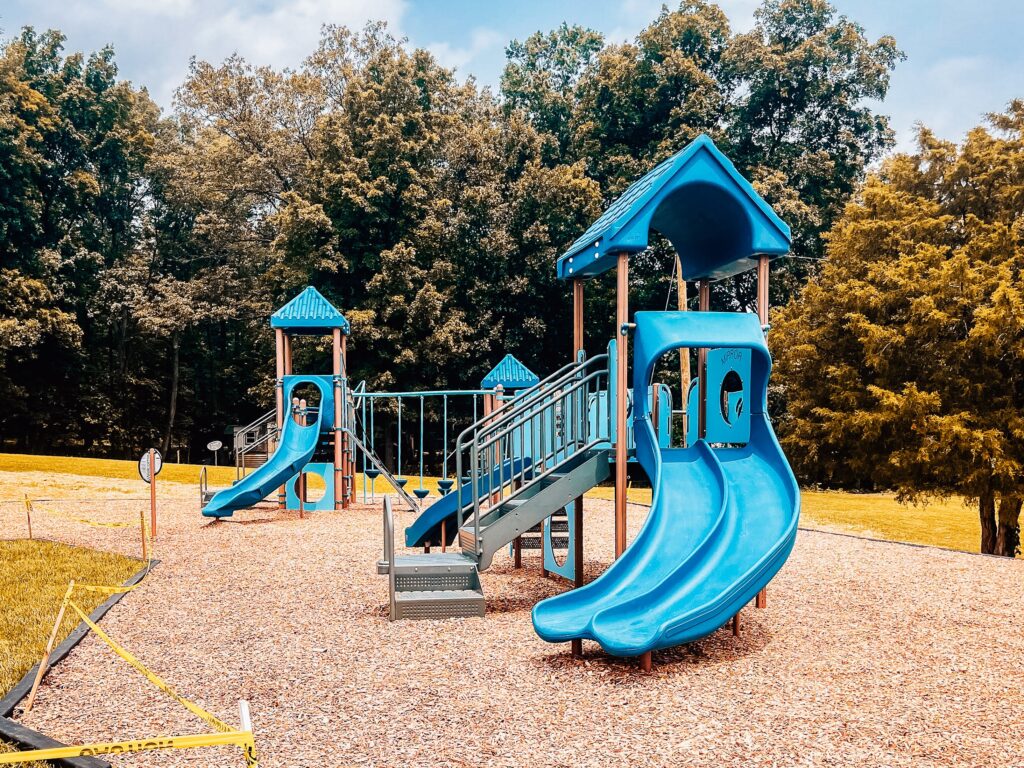 Colorful playground oasis in North Vernon, Indiana, crafted by JMSC Build & Play