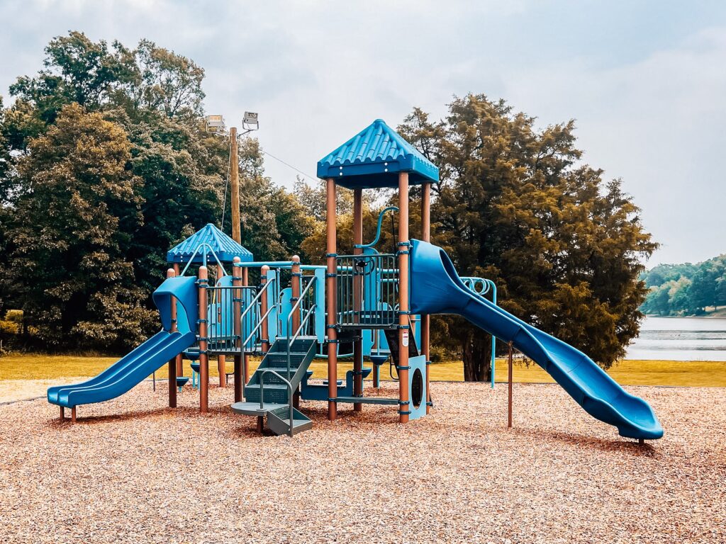 Dynamic playground ensemble in North Vernon, Indiana, designed by JMSC Build & Play