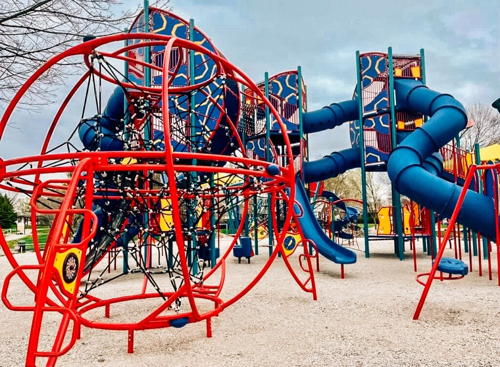 Magnificent playground landscape at Columbian Park in Lafayette, Indiana, crafted by JMSC Build & Play