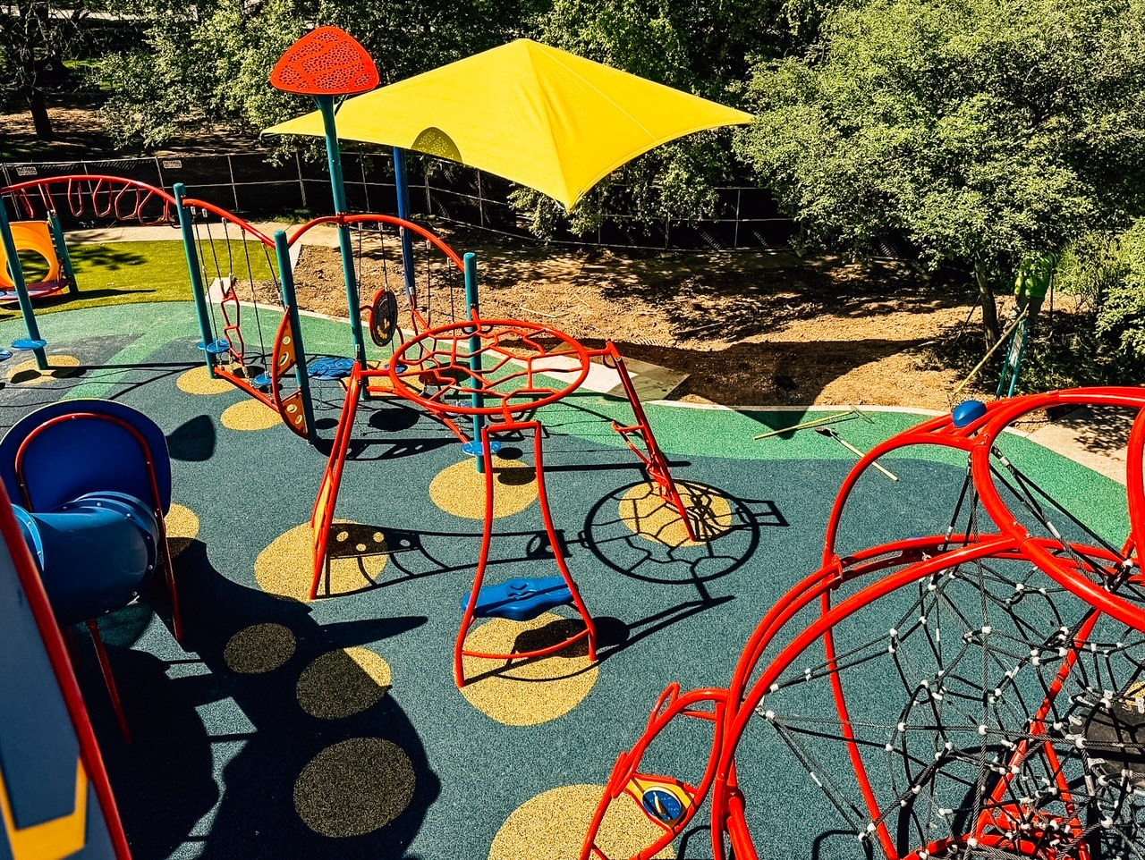 Climbing features at Columbian Park playground in Lafayette, Indiana