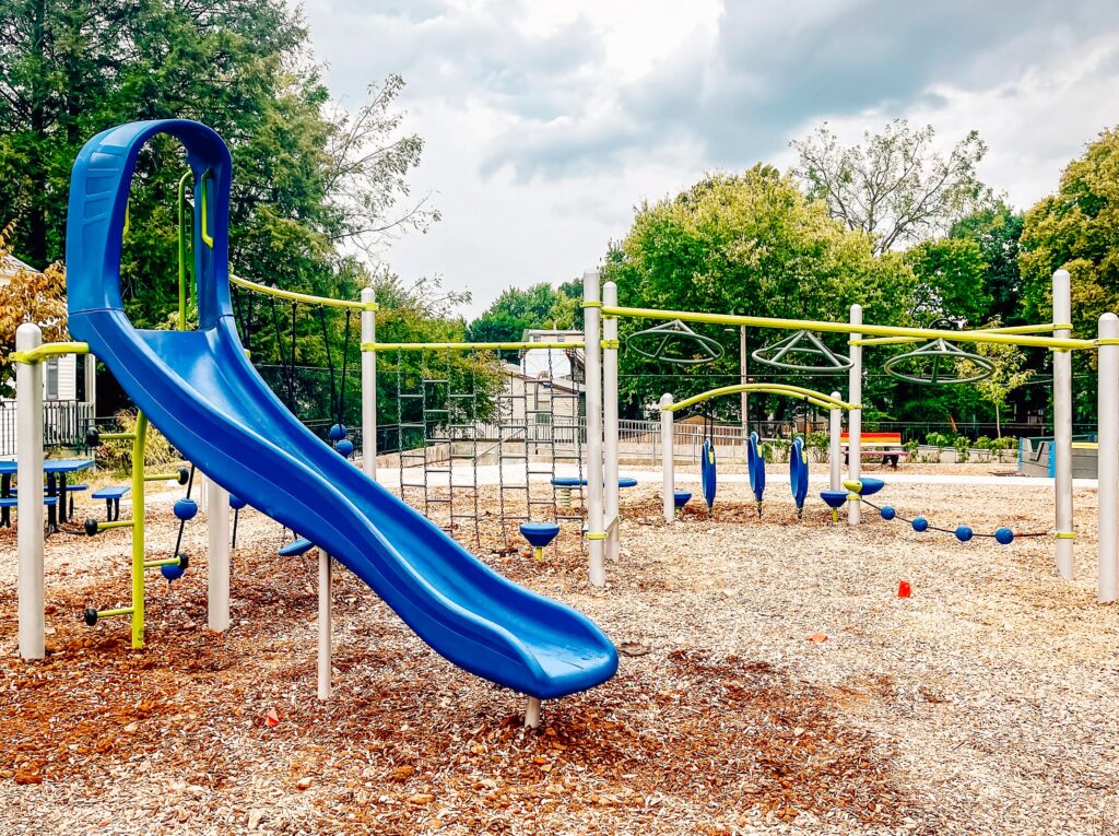 Dynamic playground installation amidst the charm of Louisville, Kentucky, curated by JMSC Build & Play
