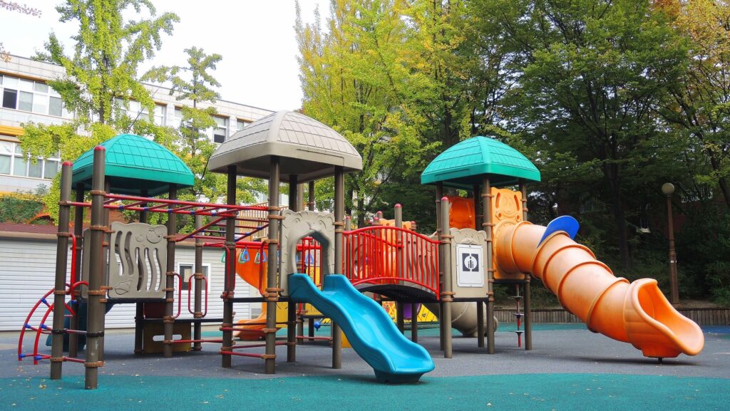 Colorful playground installation