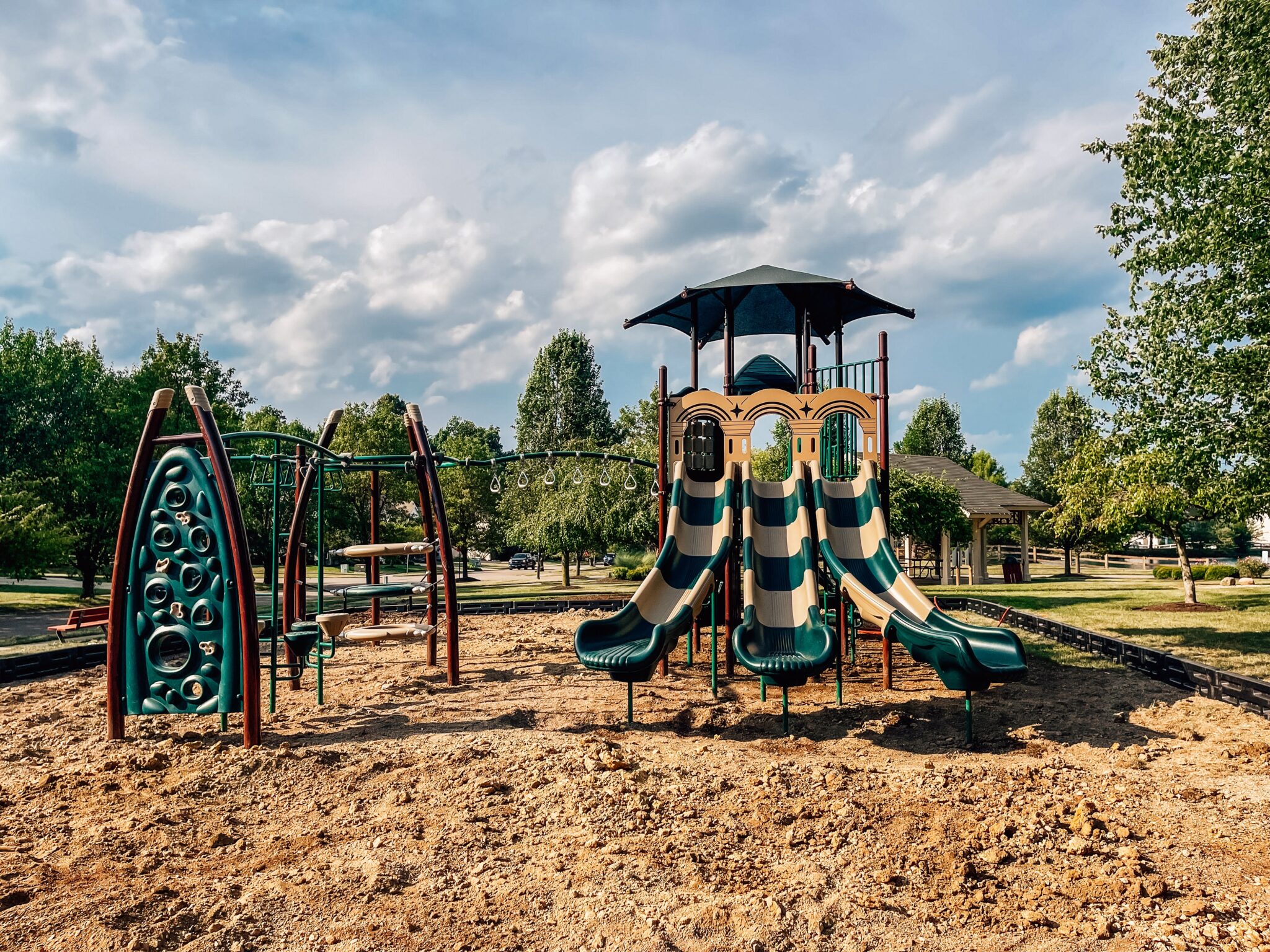 Triple wave slide at Coconut Grove Playground in Shayler Crossing, Batavia, Ohio