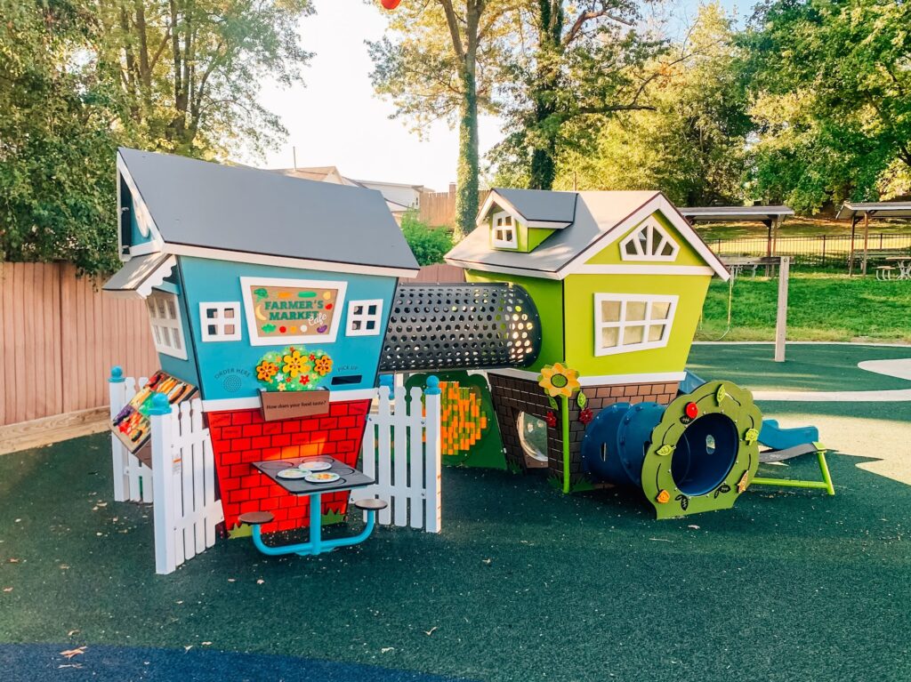 Commercial playground playhouses installed at daycare in Huntingburg, Indiana