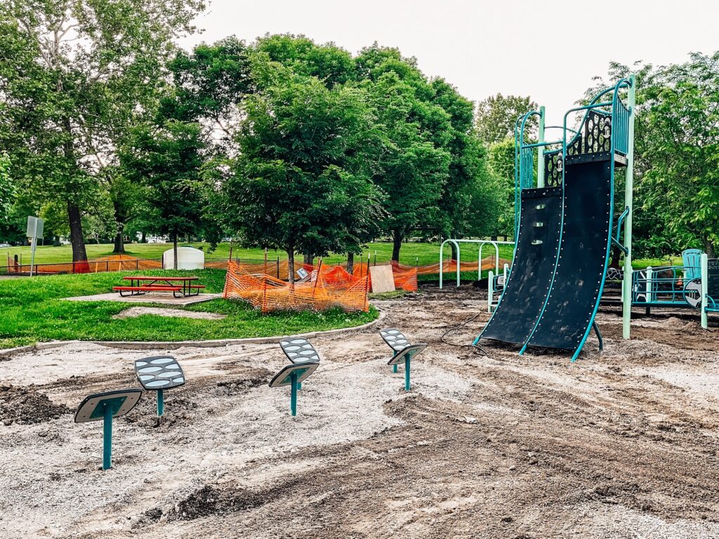 Balance steppers on commercial playground installed in Bloomington, Indiana