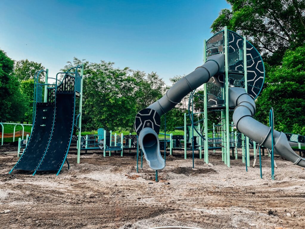 Commercial playground run wall installed in Bloomington, Indiana